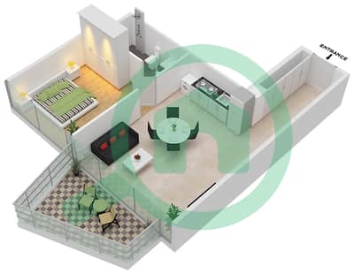 Peninsula Three - 1 Bedroom Apartment Type/unit B- FLOOR 4-24 Floor plan