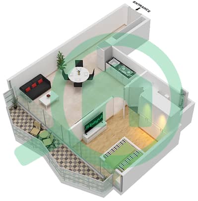 بنينسولا ثري - 1 غرفة شقق النموذج / الوحدة B-Floor 4-24 مخطط الطابق