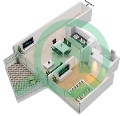 Peninsula Three - 1 Bedroom Apartment Type/unit F-FLOOR 26-48 Floor plan