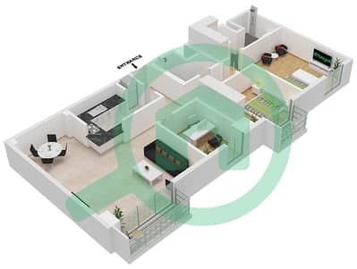 المخططات الطابقية لتصميم النموذج 09 شقة 2 غرفة نوم - بريفا ليفينج