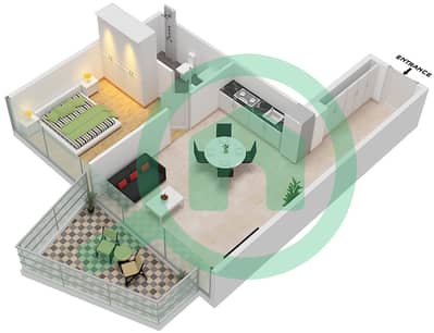 المخططات الطابقية لتصميم النموذج / الوحدة B -FLOOR 49 شقة 1 غرفة نوم - بنينسولا ثري
