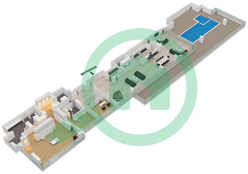 المخططات الطابقية لتصميم الوحدة 1401 شقة 5 غرف نوم - بناية الشقق 9 Floor 14 interactive3D