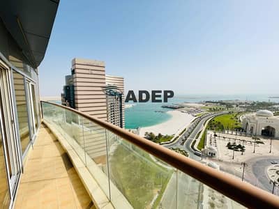 2 Bedroom Flat for Rent in Corniche Area, Abu Dhabi - Sea/Palace View Spacious Duplex APT With Balcony and Parking