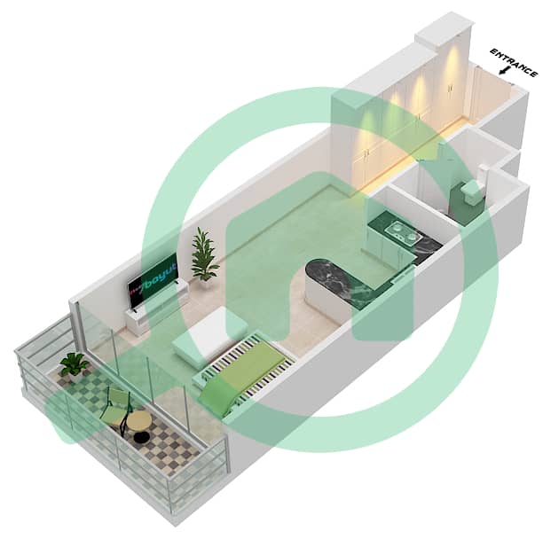 生活花园 - 单身公寓类型5戶型图 interactive3D
