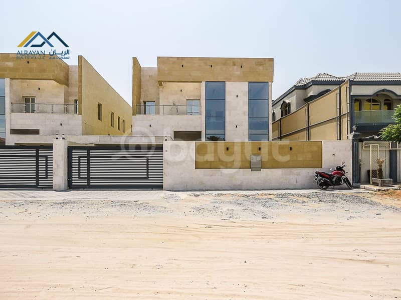 European design villa for sale in Al Mowaihat, super deluxe finishing, with the possibility of easy bank financing