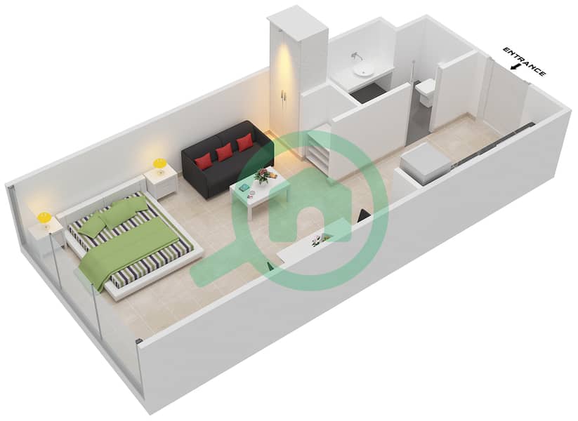 المخططات الطابقية لتصميم النموذج 1 V3 شقة استوديو - ذا بلس Floor 8-10 interactive3D