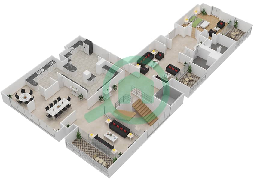 滨海公寓1号大楼 - 5 卧室顶楼公寓类型CT2 E戶型图 interactive3D