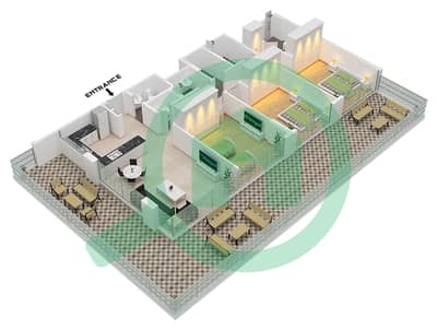 المخططات الطابقية لتصميم النموذج D شقة 3 غرف نوم - سيجل بوينت