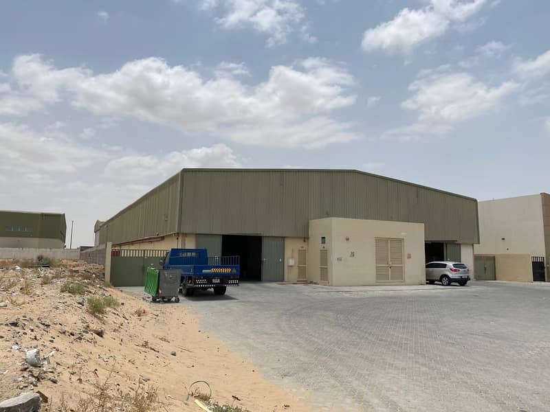 2 Warehouses for sale in Sharjah, Emirates Industrial City, next to Al Sajaa Police Station, and close to Ramez Hypermarket