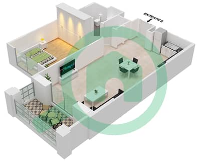 المخططات الطابقية لتصميم النموذج 2A (ASAYEL 3) شقة 1 غرفة نوم - أصايل