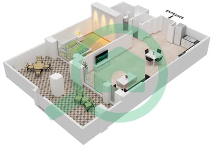المخططات الطابقية لتصميم النموذج 5A (ASAYEL 3) شقة 1 غرفة نوم - أصايل