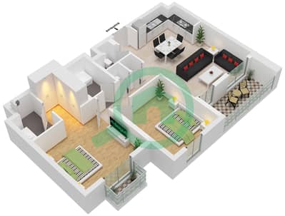 Naseem Residences - 2 Bedroom Apartment Type/unit 3B3-1 UNIT 207 Floor plan