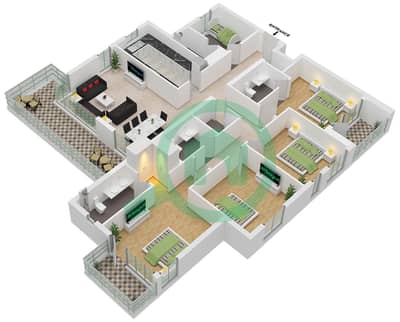 Naseem Residences - 4 Bedroom Apartment Type/unit 4A-1 UNIT 104 Floor plan