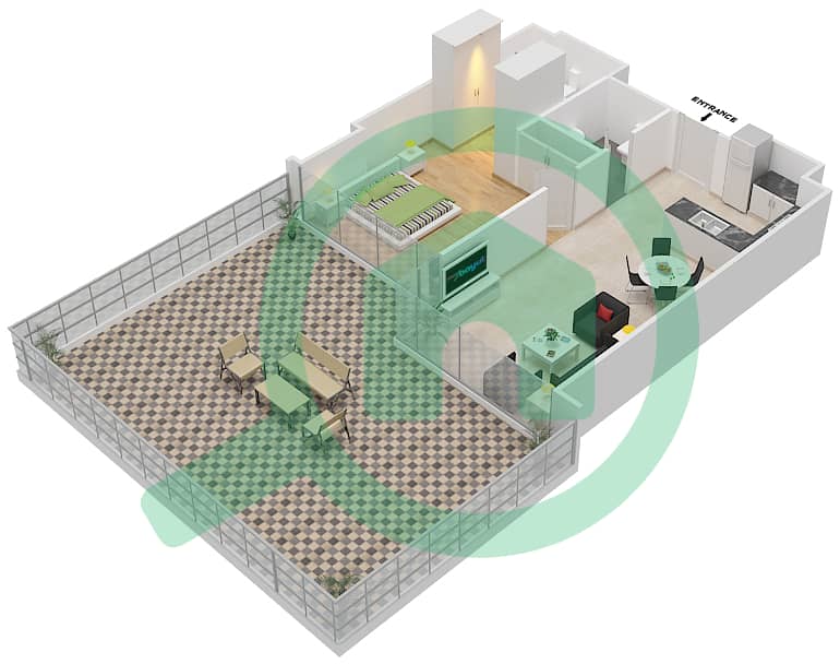 高尔夫长廊公寓2区 - 1 卧室公寓单位3 FLOOR 3戶型图 Floor 3 interactive3D