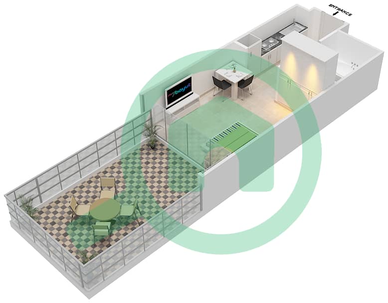 高尔夫长廊公寓2区 - 单身公寓单位4 FLOOR 3戶型图 Floor 3 interactive3D