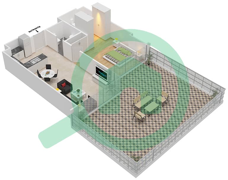高尔夫长廊公寓2区 - 1 卧室公寓单位2 FLOOR 3戶型图 Floor 3 interactive3D