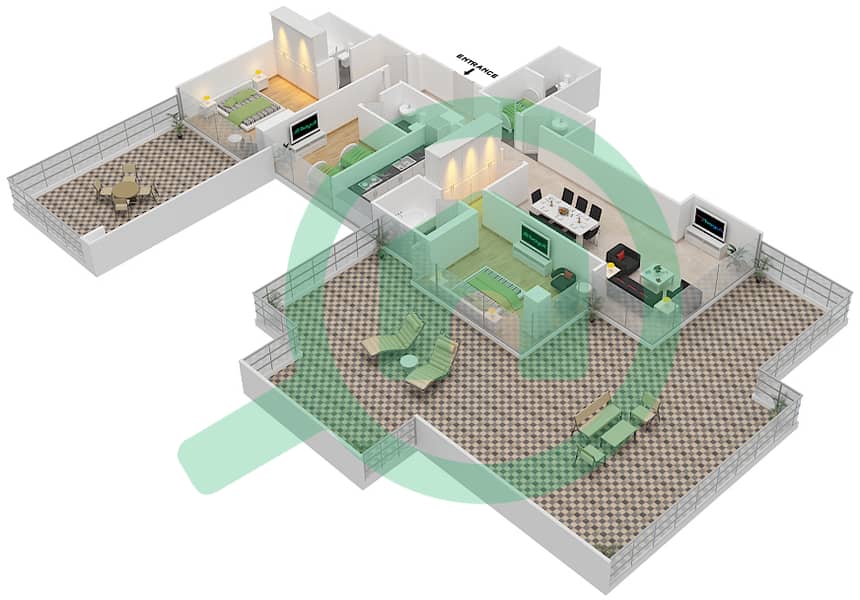 Golf Promenade 2 - 3 Bedroom Apartment Unit 1 FLOOR 3 B Floor plan Floor 3 interactive3D