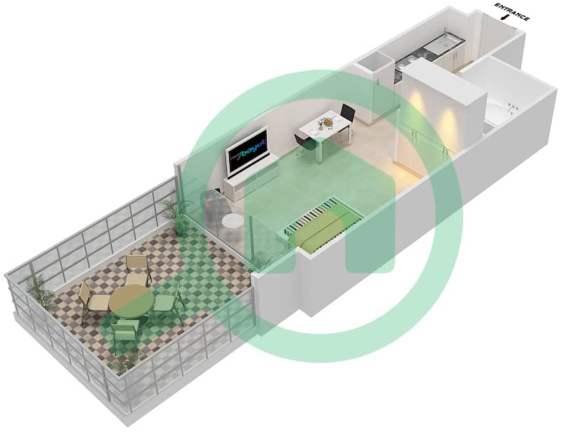 Golf Promenade 2 - Studio Apartment Unit 5 FLOOR 3 Floor plan Floor 3 interactive3D