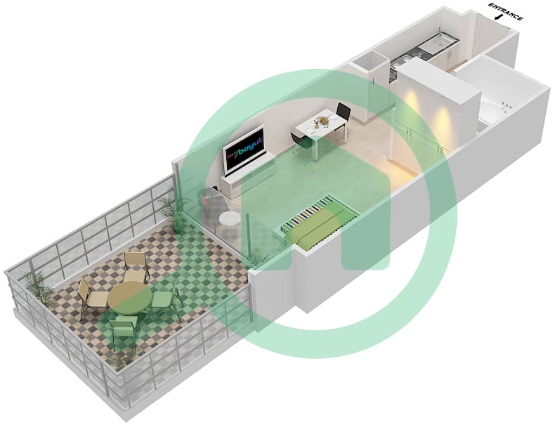 高尔夫长廊公寓2区 - 单身公寓单位5 FLOOR 3戶型图 Floor 3 interactive3D
