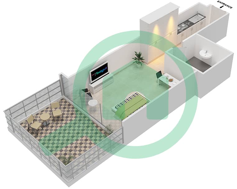 高尔夫长廊公寓2区 - 单身公寓单位6 FLOOR 3戶型图 Floor 3 interactive3D