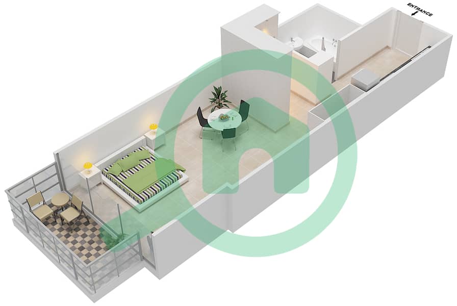 Гольф Променад 2 - Апартамент Студия планировка Единица измерения 8 FLOOR 3 Floor 3 interactive3D