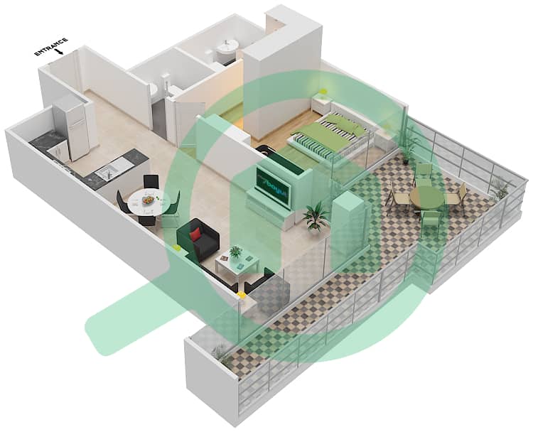 高尔夫长廊公寓2区 - 1 卧室公寓单位8A FLOOR 3戶型图 Floor 3 interactive3D