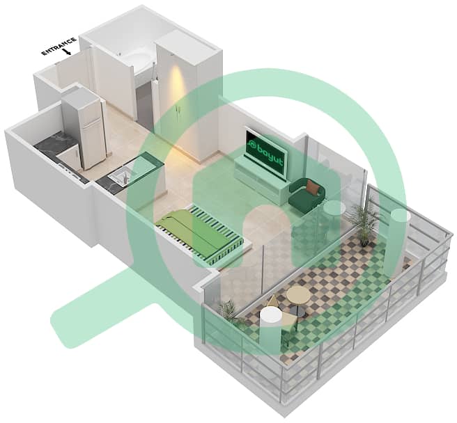 高尔夫长廊公寓2区 - 单身公寓单位11 FLOOR 3戶型图 Floor 3 interactive3D