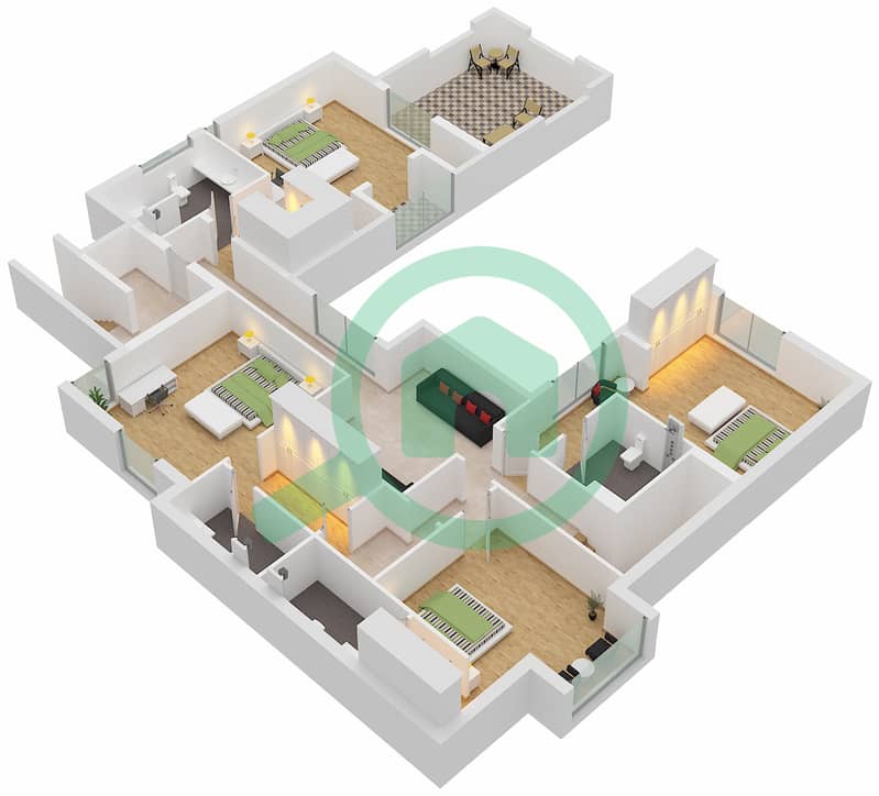 Joud - 5 Bedroom Villa Type B Floor plan First Floor interactive3D