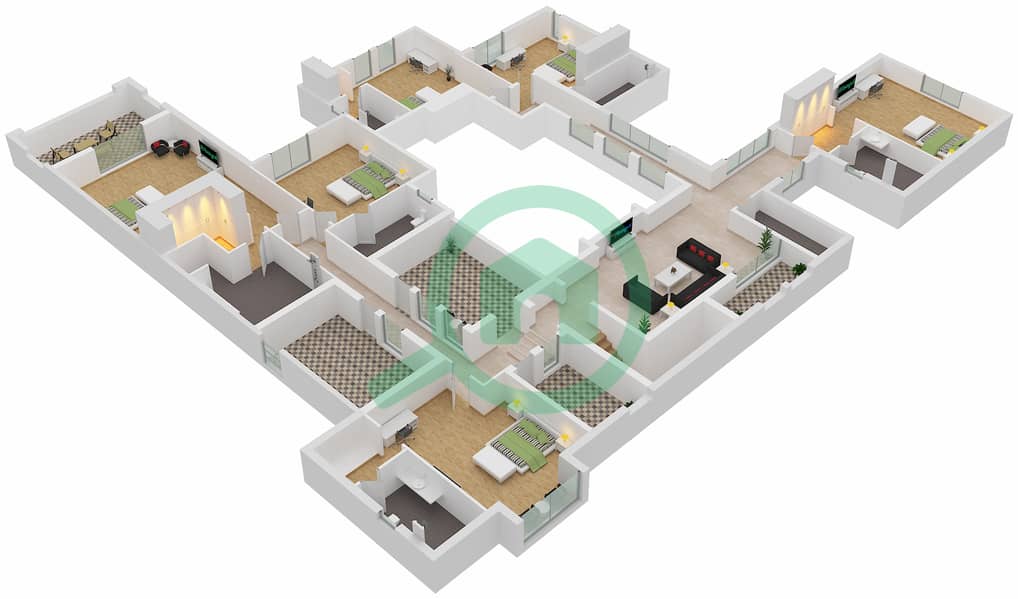 Joud - 7 Bedroom Villa Type C Floor plan First Floor interactive3D