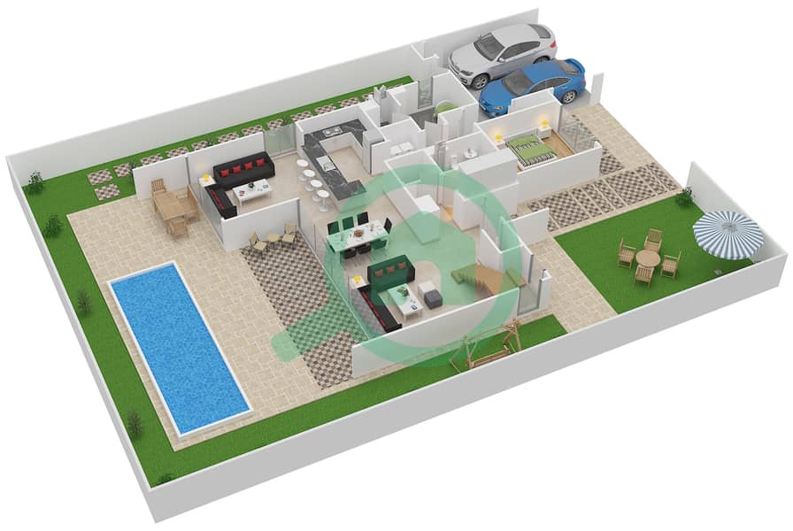 Сидра 3 - Вилла 5 Cпальни планировка Тип 5 Ground Floor interactive3D