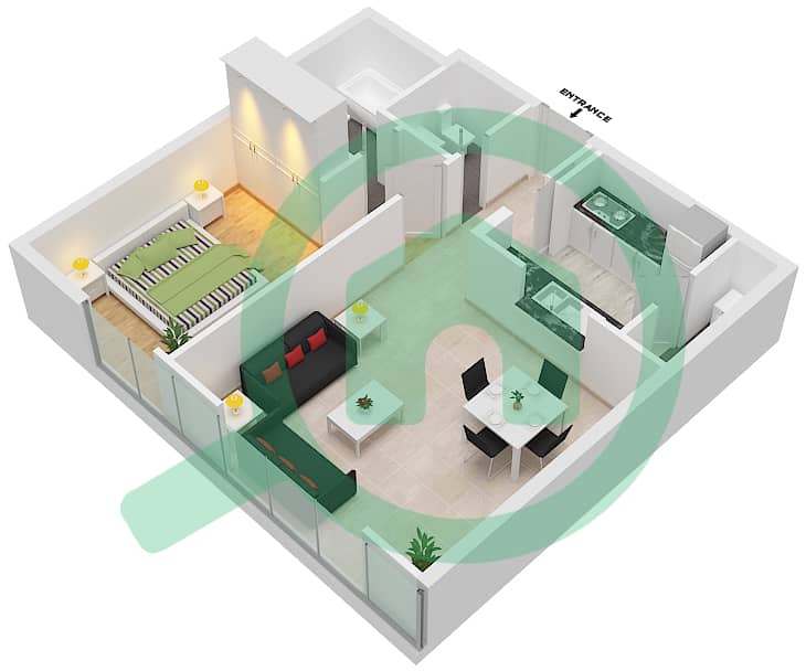 المخططات الطابقية لتصميم الوحدة 06-FLOOR 4-34 شقة 1 غرفة نوم - مارينا كواي ويست Floor 4-34 interactive3D