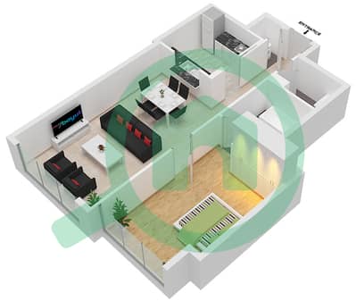 المخططات الطابقية لتصميم الوحدة 08-FLOOR 4-34 شقة 1 غرفة نوم - مارينا كواي ويست