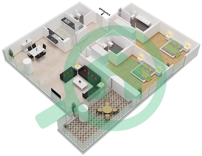Marina Quays West - 2 Bedroom Apartment Unit 05-FLOOR 4-34 Floor plan Floor 4-34 interactive3D