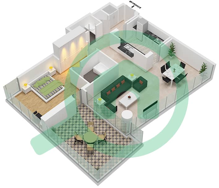 Marina Quays West - 1 Bedroom Apartment Unit 01-FLOOR 28-34 Floor plan Floor 28-31 interactive3D