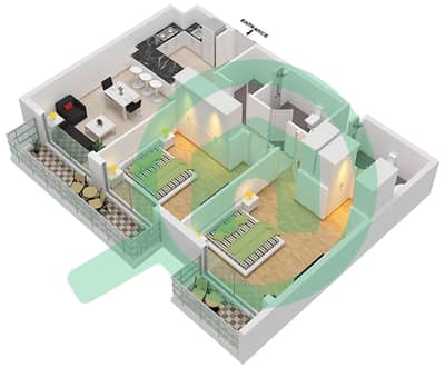 Oxford Residence 2 - 2 Bedroom Apartment Type/unit 1,207 Floor plan