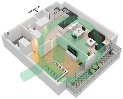 牛津公寓2号 - 1 卧室公寓类型／单位1,202戶型图