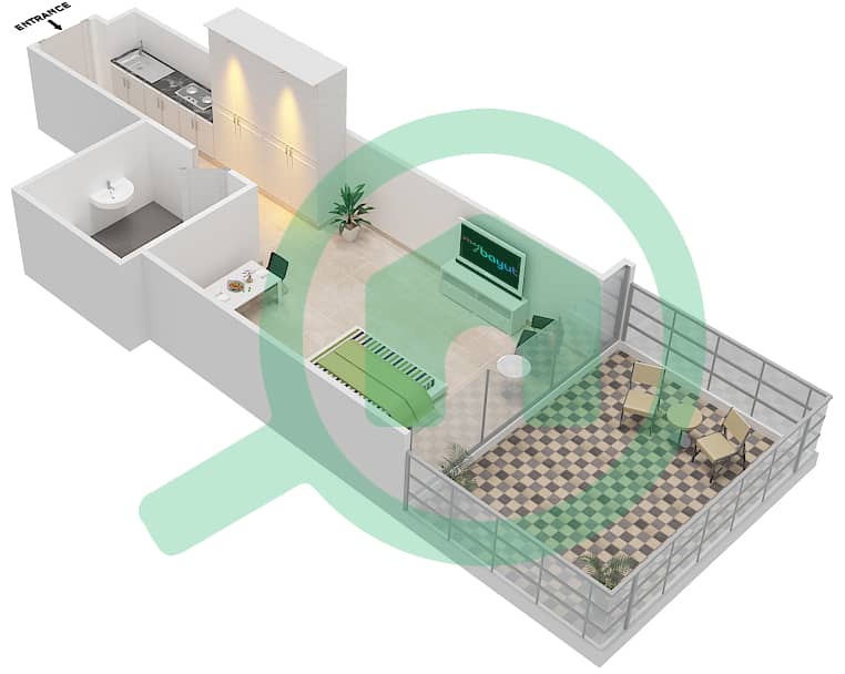 المخططات الطابقية لتصميم الوحدة 5  FLOOR 3 شقة استوديو - غولف بروميناد 2 Floor 3 interactive3D