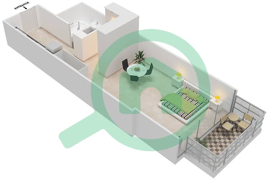 高尔夫长廊公寓2区 - 单身公寓单位5B  FLOOR 3戶型图 Floor 3 interactive3D