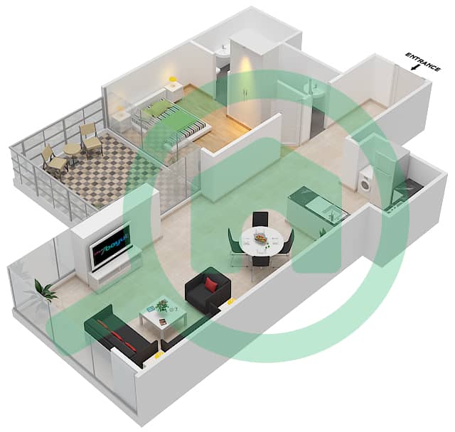 高尔夫长廊公寓2区 - 1 卧室公寓单位3 FLOOR 12戶型图 Floor 12 interactive3D