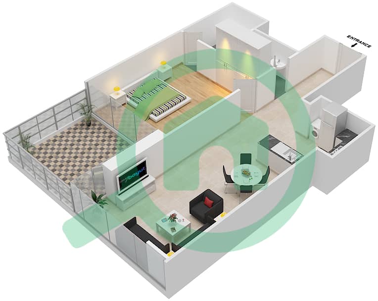 高尔夫长廊公寓2区 - 1 卧室公寓单位3 FLOOR 9-11戶型图 Floor 9-11 interactive3D