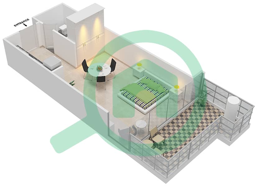 高尔夫长廊公寓2区 - 单身公寓单位1 FLOOR 9-11戶型图 Floor 9-11 interactive3D