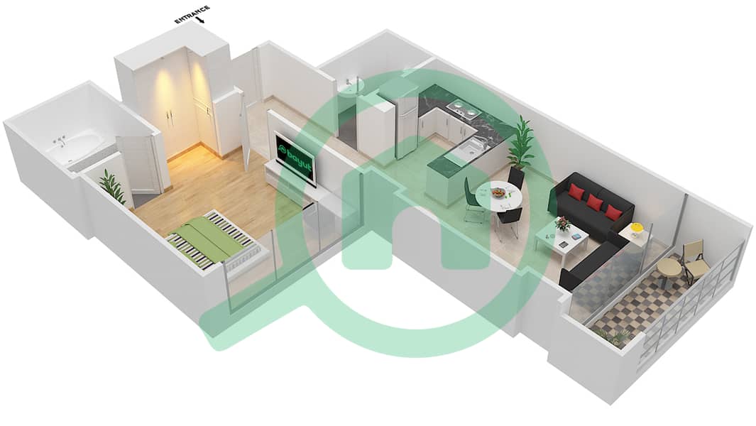 高尔夫长廊公寓2区 - 1 卧室公寓单位7 FLOOR 8戶型图 Floor 8 interactive3D