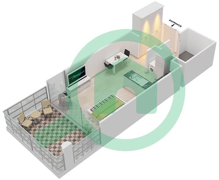 高尔夫长廊公寓2区 - 单身公寓单位3 FLOOR 8戶型图 Floor 8 interactive3D