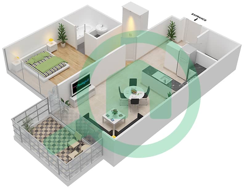 高尔夫长廊公寓2区 - 1 卧室公寓单位9 FLOOR 8戶型图 Floor 8 interactive3D