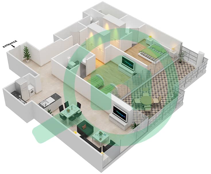 高尔夫长廊公寓2区 - 2 卧室公寓单位4  FLOOR 8戶型图 Floor 8 interactive3D