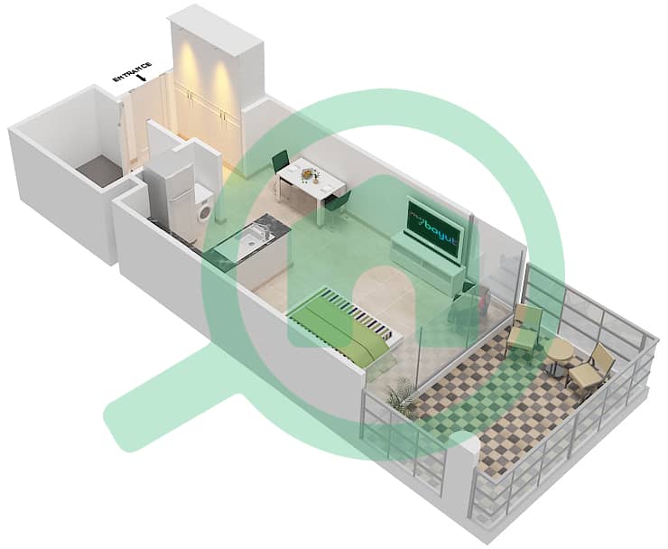 高尔夫长廊公寓2区 - 单身公寓单位3  FLOOR 8戶型图 Floor 8 interactive3D
