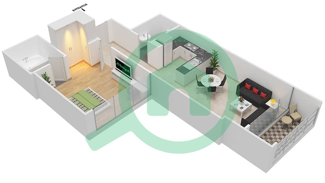 高尔夫长廊公寓2区 - 1 卧室公寓单位5  FLOOR 9-11戶型图 Floor 9-11 interactive3D