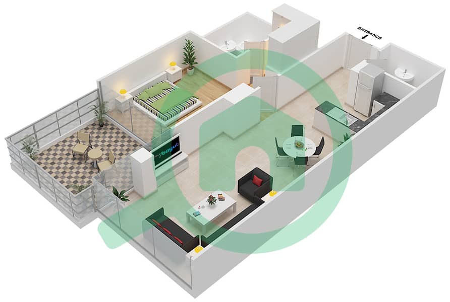 高尔夫长廊公寓2区 - 1 卧室公寓单位8 FLOOR 7戶型图 Floor 7 interactive3D