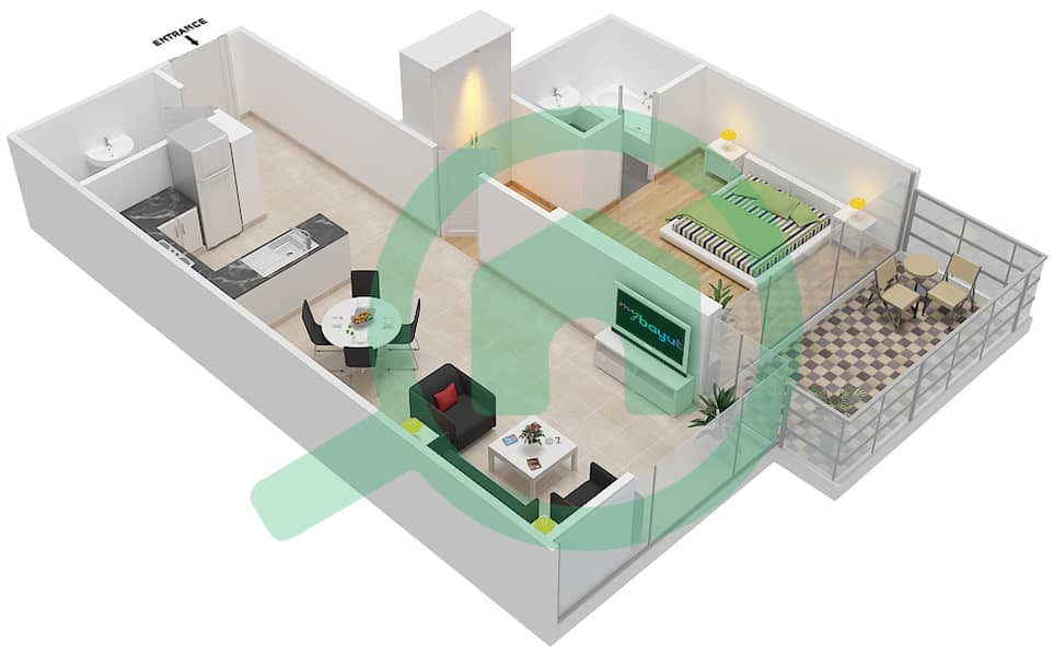 高尔夫长廊公寓2区 - 1 卧室公寓单位5  FLOOR 7-8戶型图 Floor 7-8 interactive3D