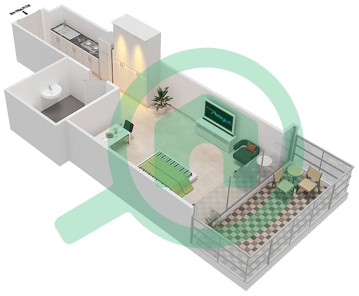 高尔夫长廊公寓2区 - 单身公寓单位4 FLOOR 7戶型图 Floor 7 interactive3D
